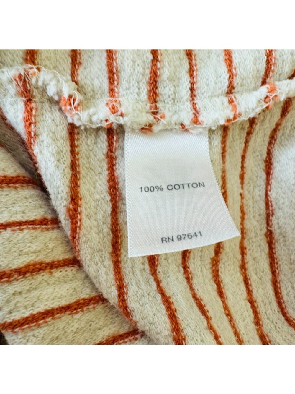 J. Jill French Terry Stripe Pullover Top Oatmeal Ginger 100% Cotton Size L - Picture 12 of 15